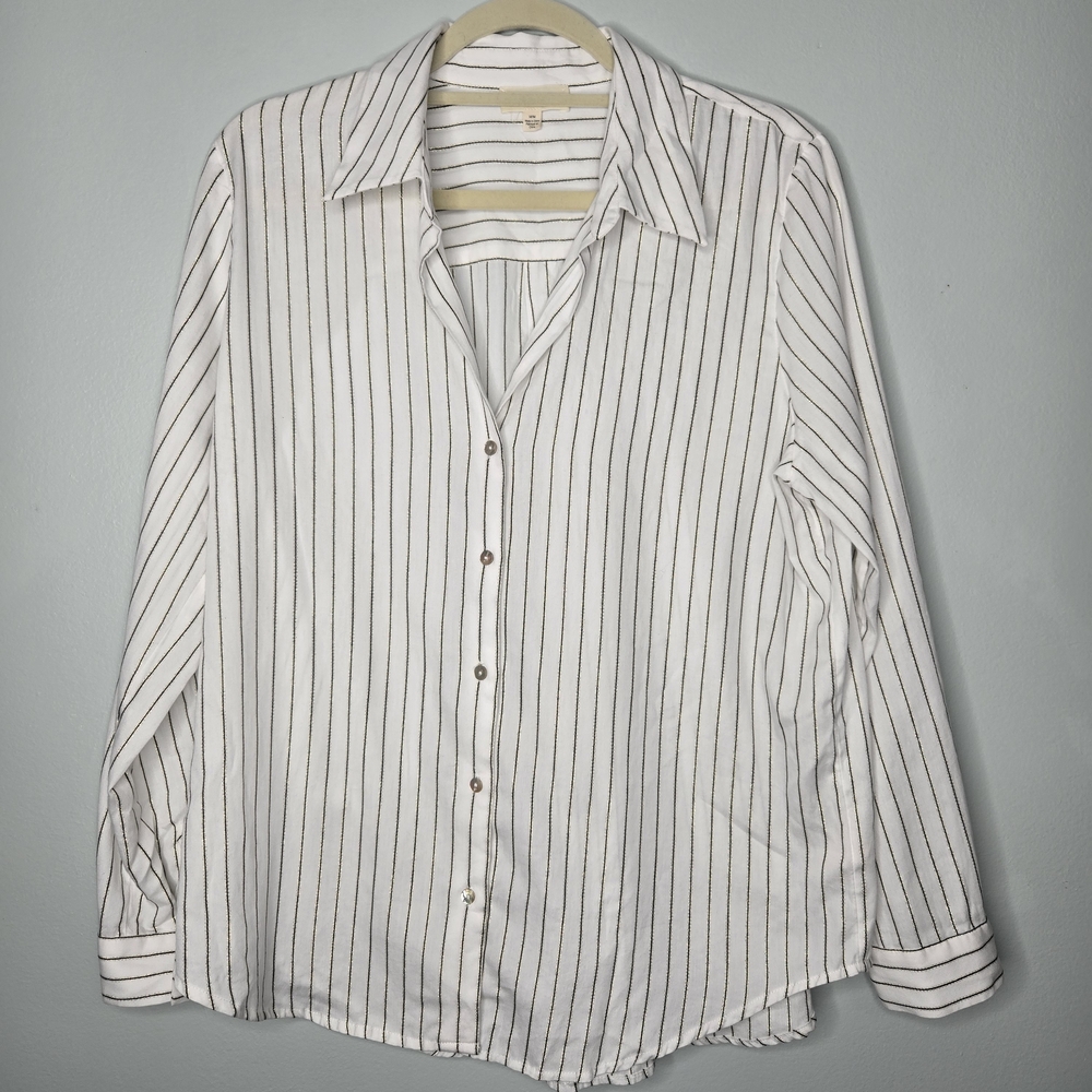L'agence Black Gold Ivory Ripley Button-Down Blouse M